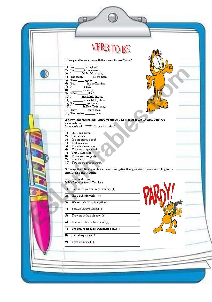 Verb to be worksheet