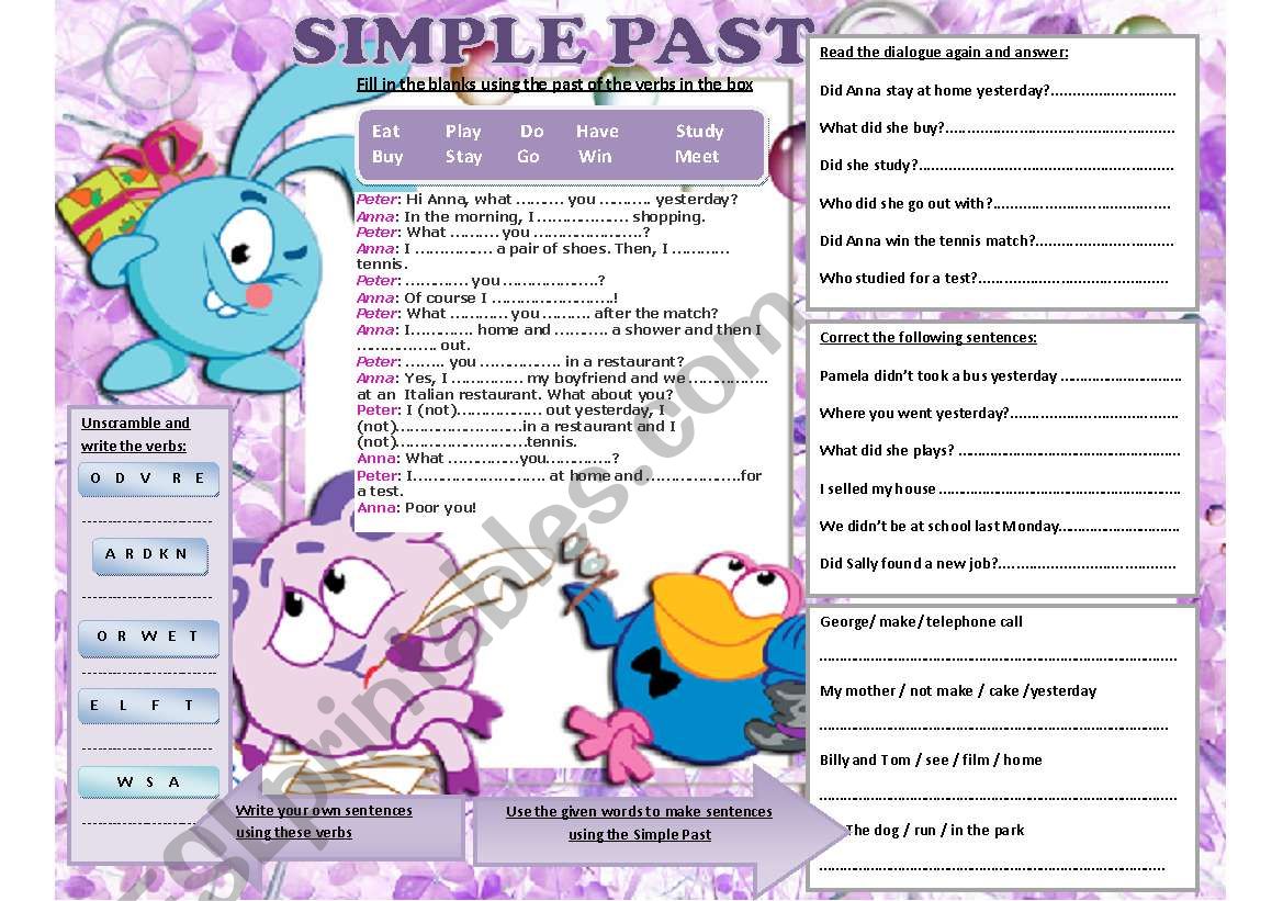 Simple Past (Editable) worksheet