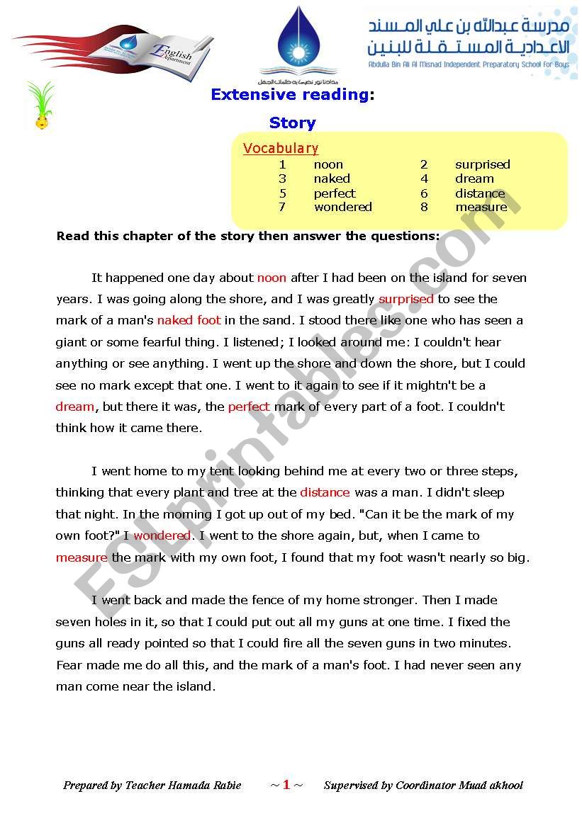 STORY  worksheet