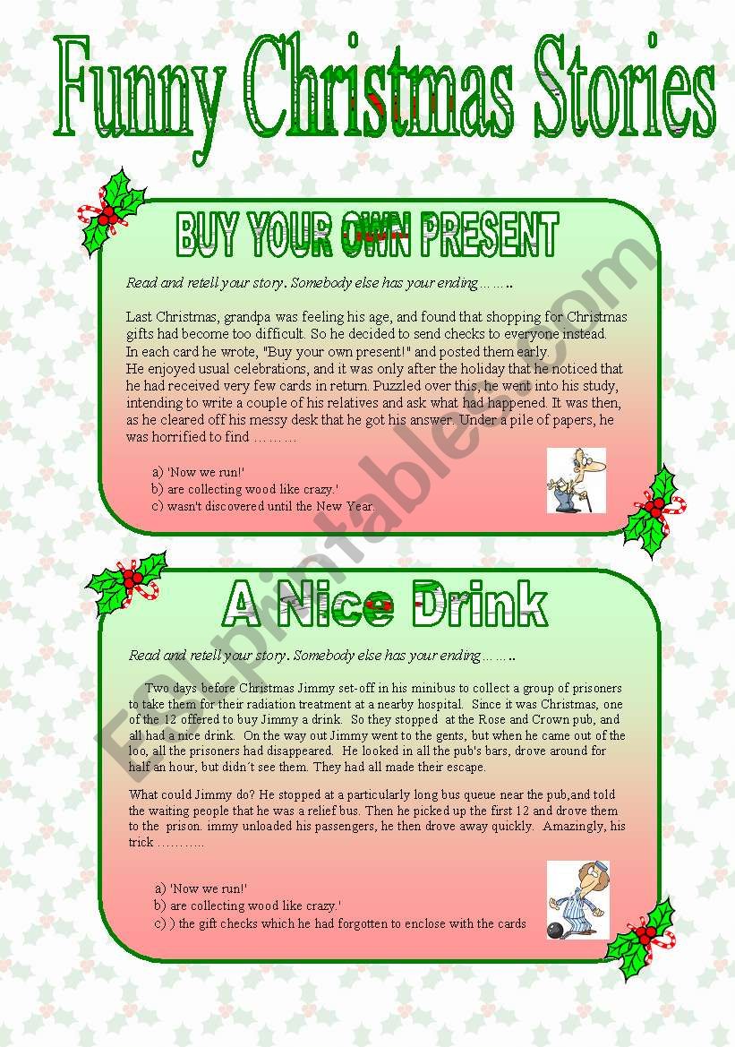 Funny Christmas stories worksheet