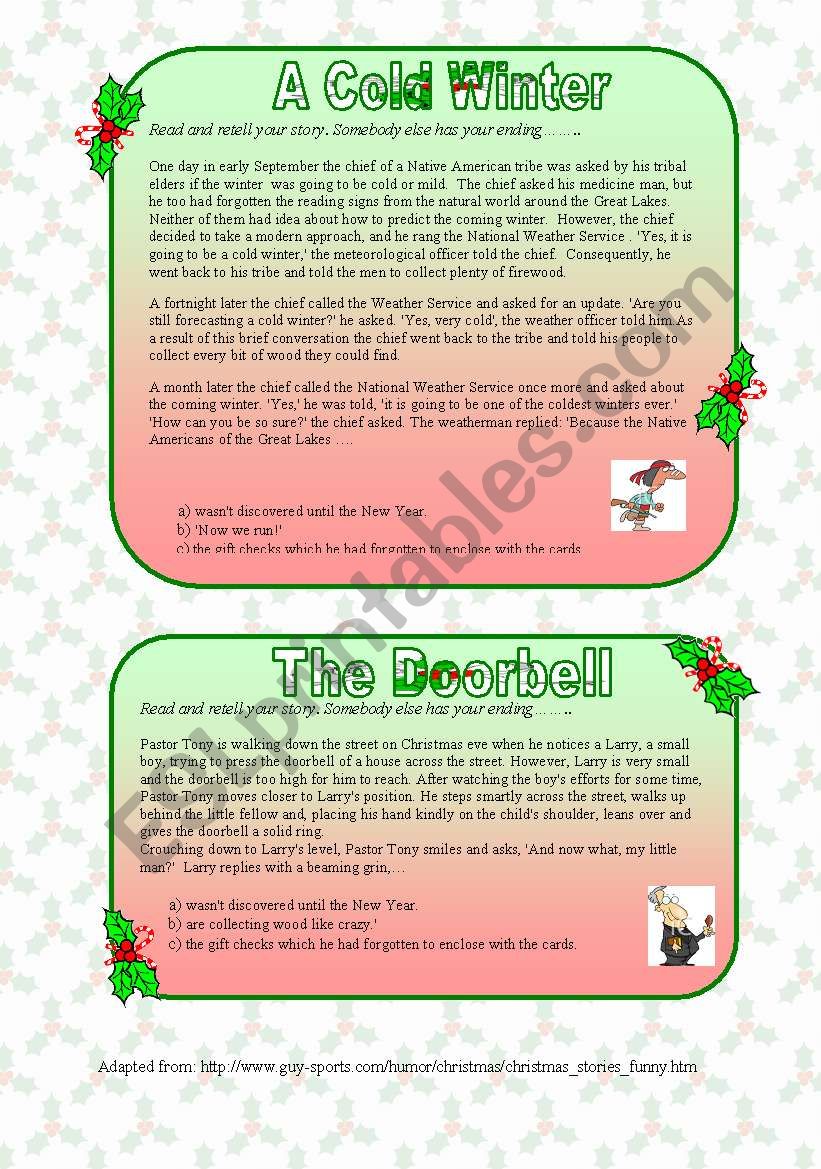 Funny Christmas stories - ESL worksheet by renca Funny Christmas stories - ESL worksheet by renca