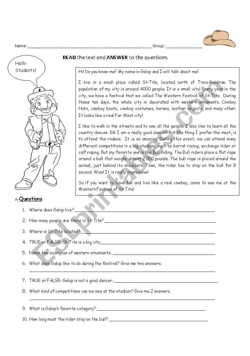 St-Tite Western Festival worksheet