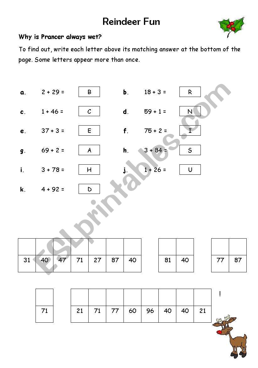 Reindeer Fun worksheet