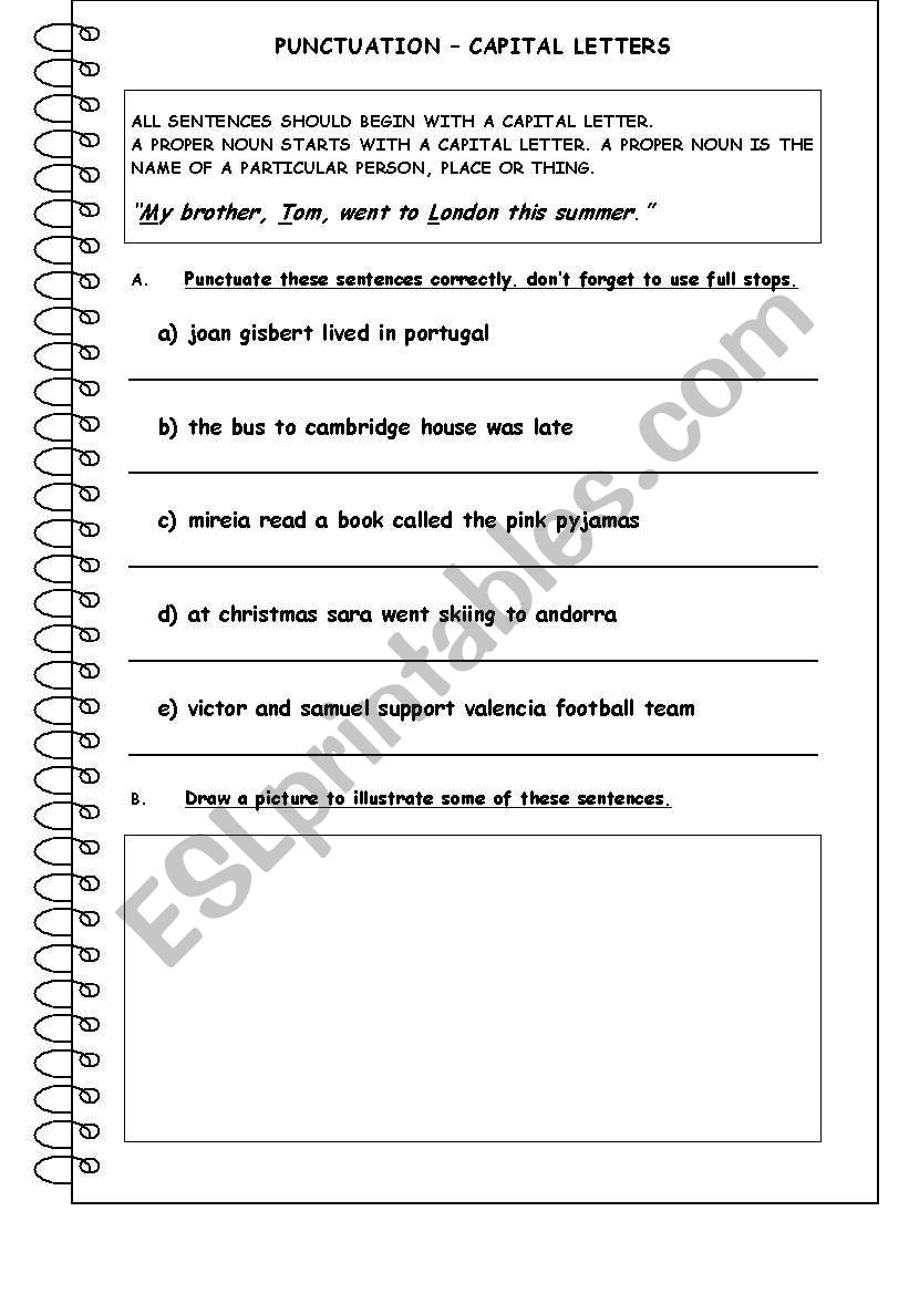 PUNCTUATION  CAPITAL LETTERS worksheet