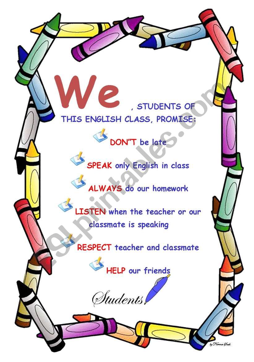 Classroom rules worksheet