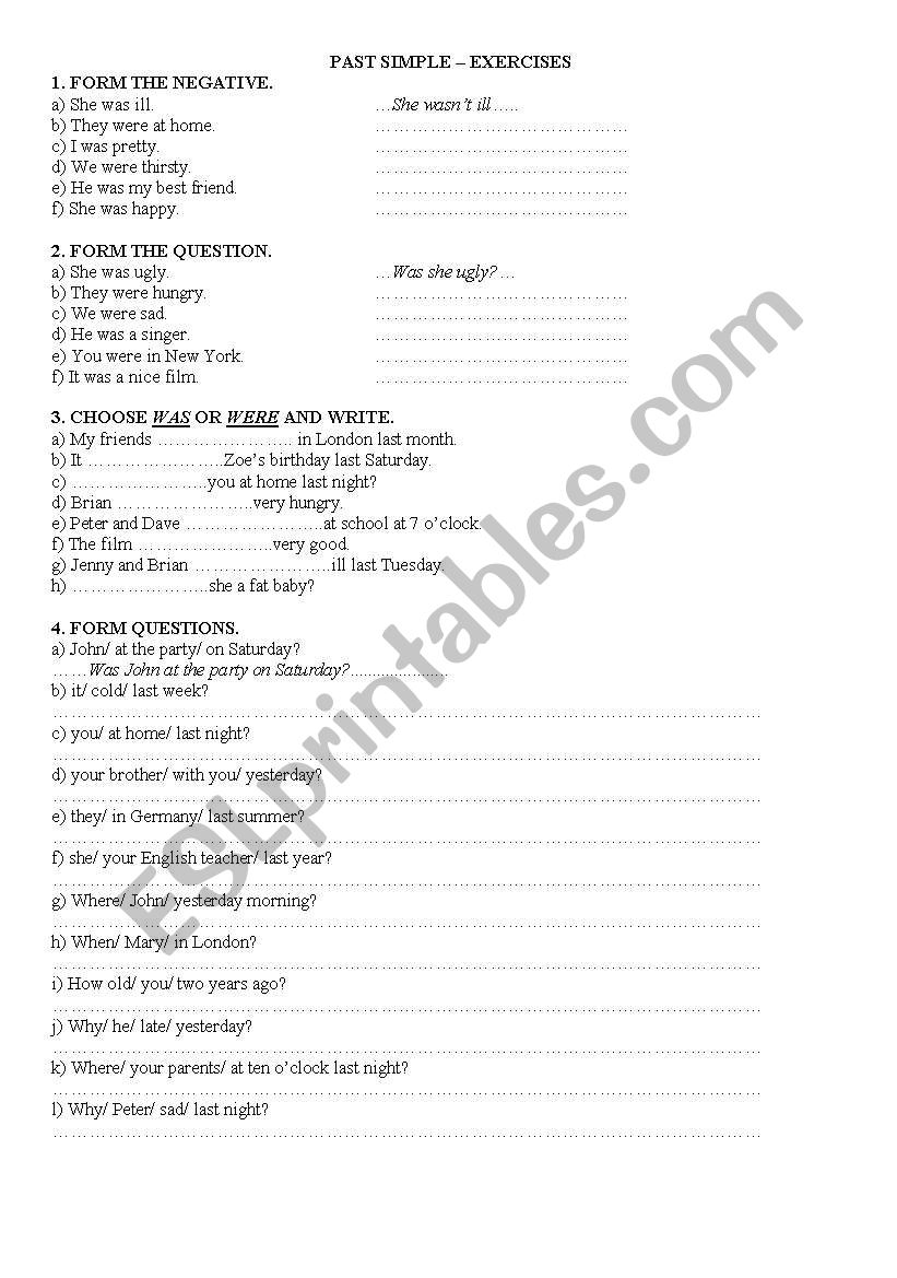 PAST SIMPLE worksheet