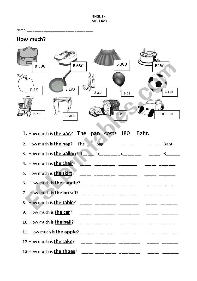 How much? worksheet