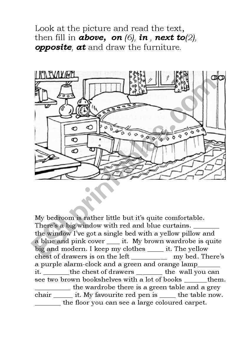 Furniture. Prepositions of place.