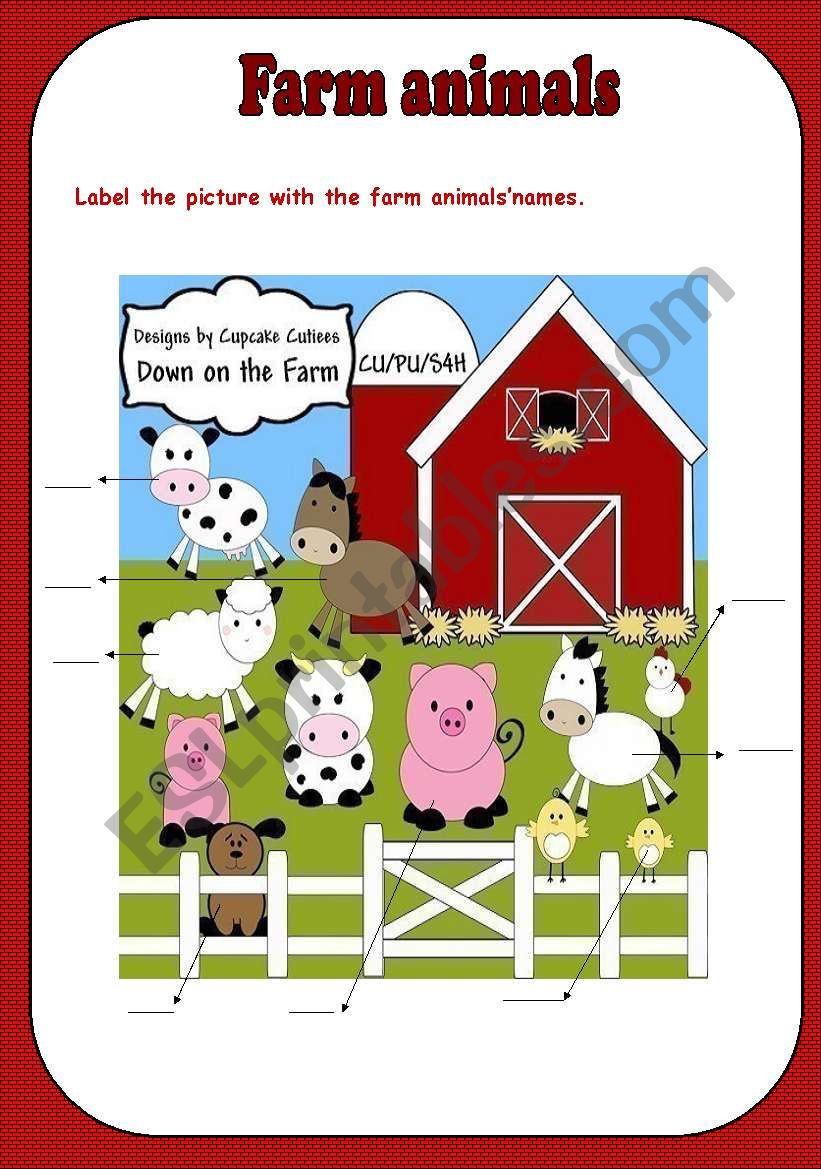 Farm animals worksheet