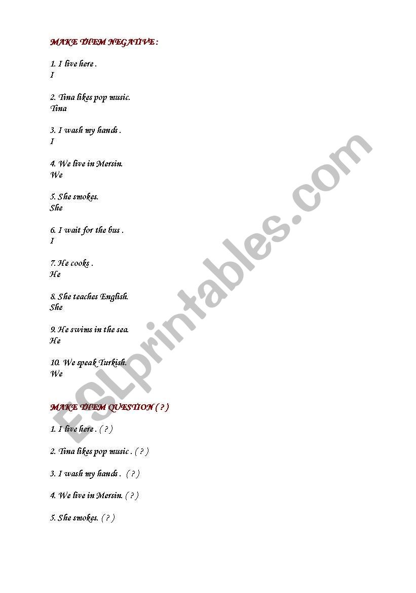 Present Simple worksheet