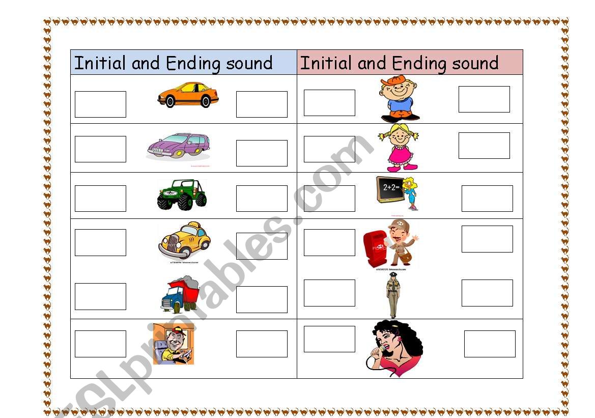 Initial and Ending sound worksheet