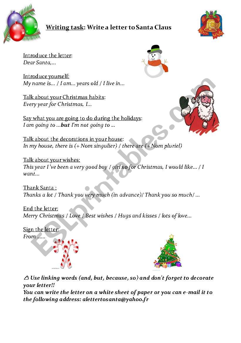 a letter to Santa worksheet