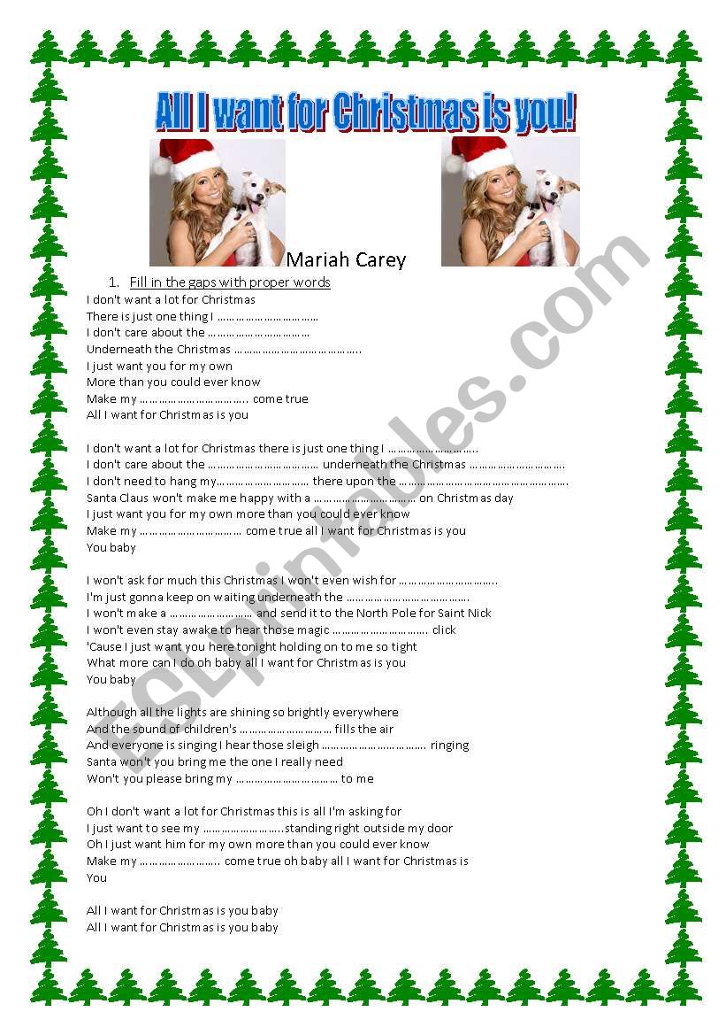 All I want for Christmas worksheet