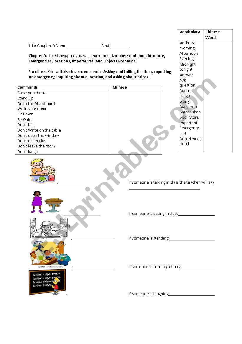 Commands Translation Worksheet