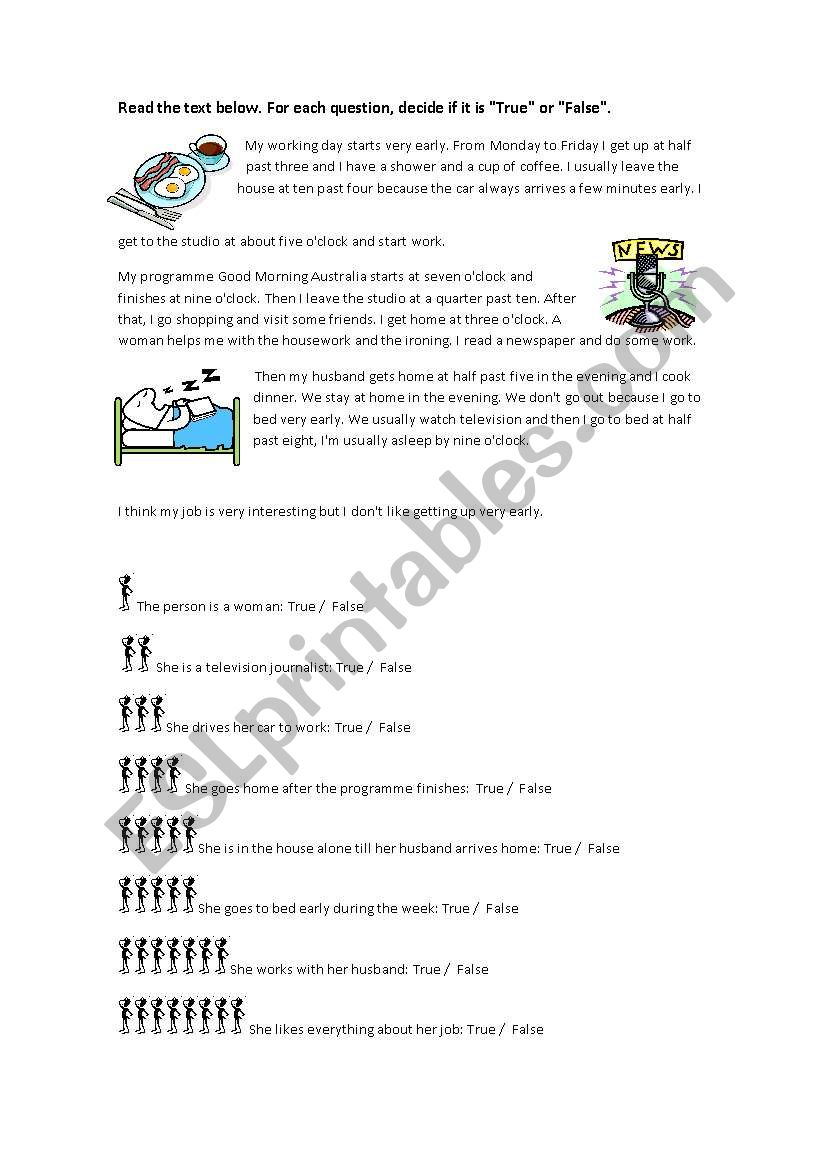 Working day worksheet