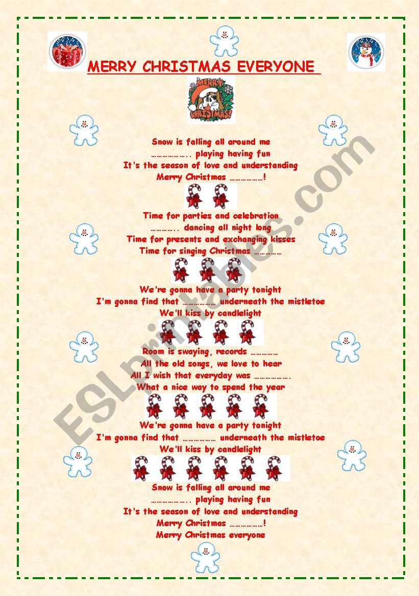 merry christmas everyone worksheet