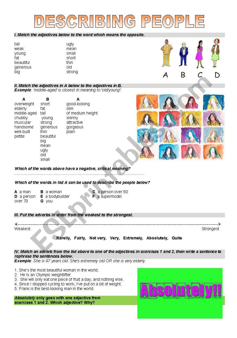 Describing people worksheet