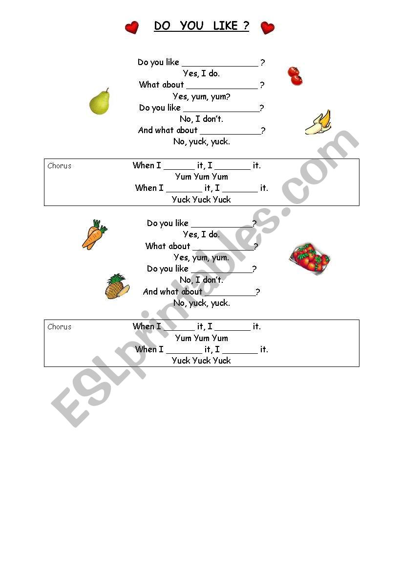 Do you like? song worksheet