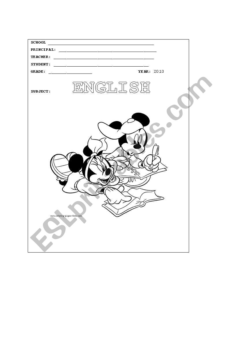 notebook page worksheet