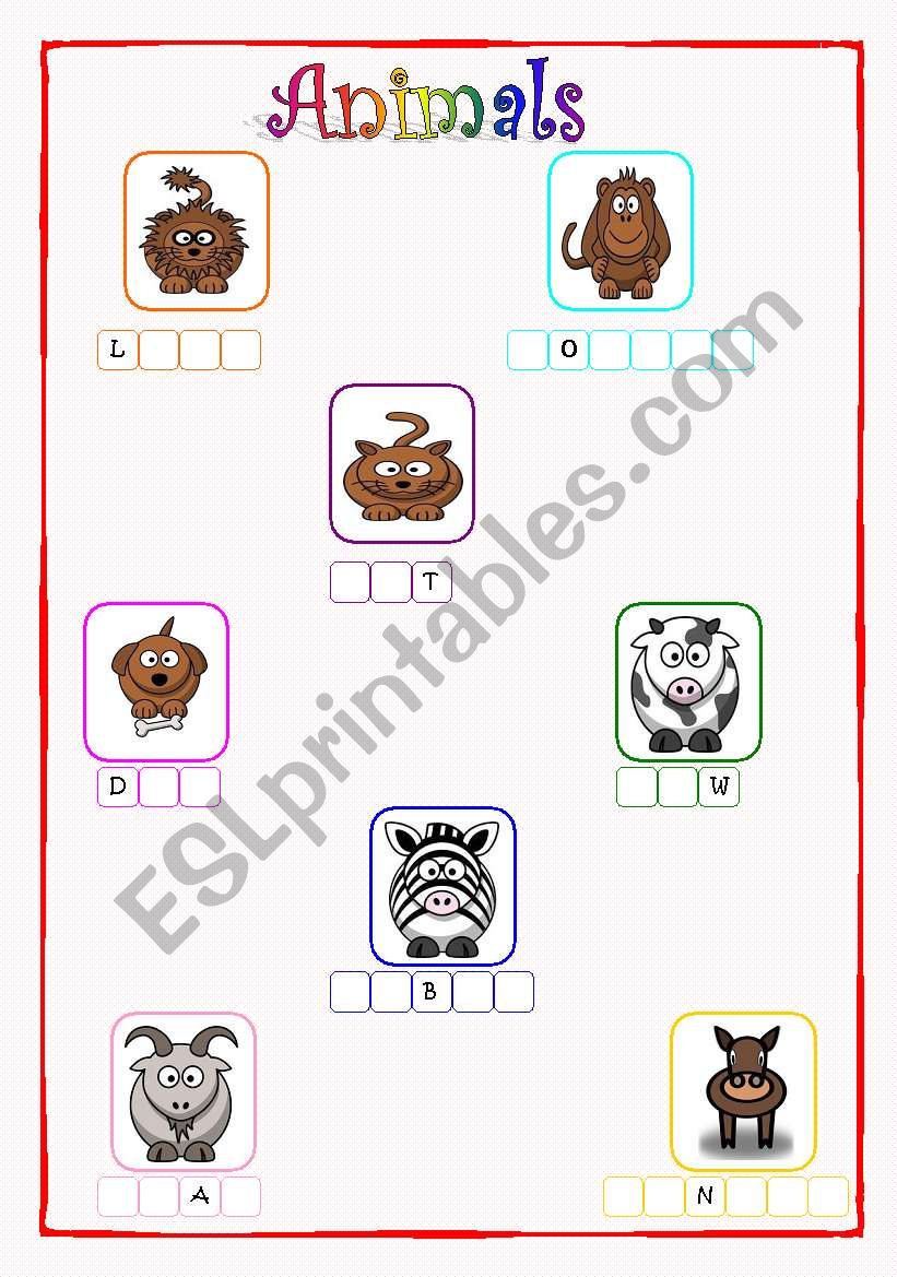 animals worksheet