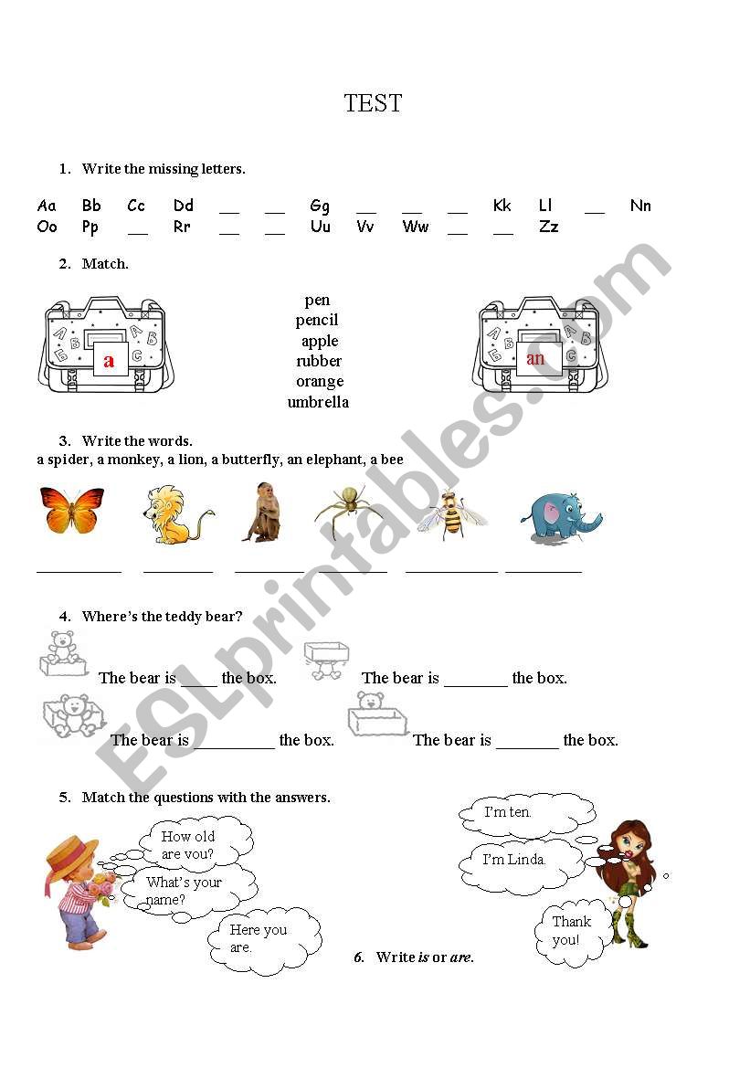 TEST worksheet