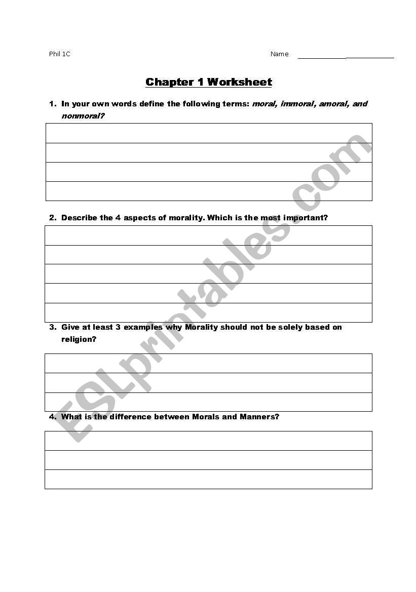 Chapter 1 worksheet