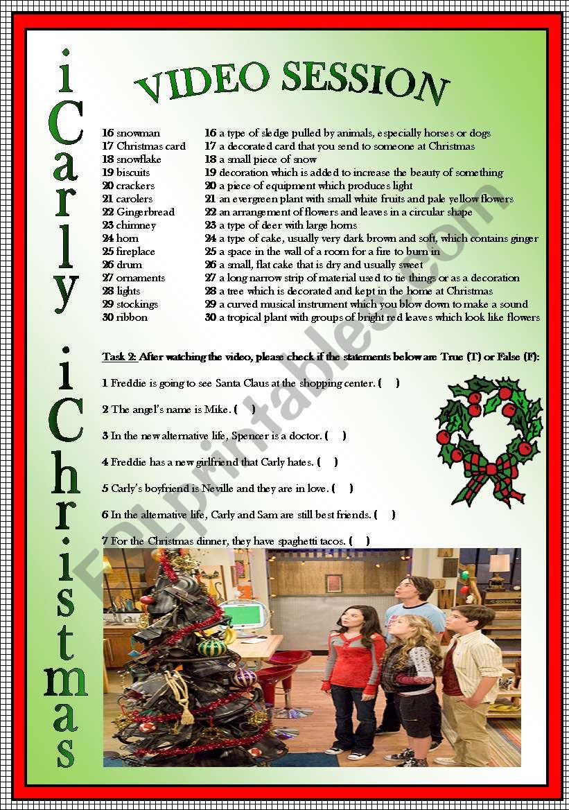 Download Video Session Icarly Christmas Episode Esl Worksheet By Corina2211 SVG Cut Files