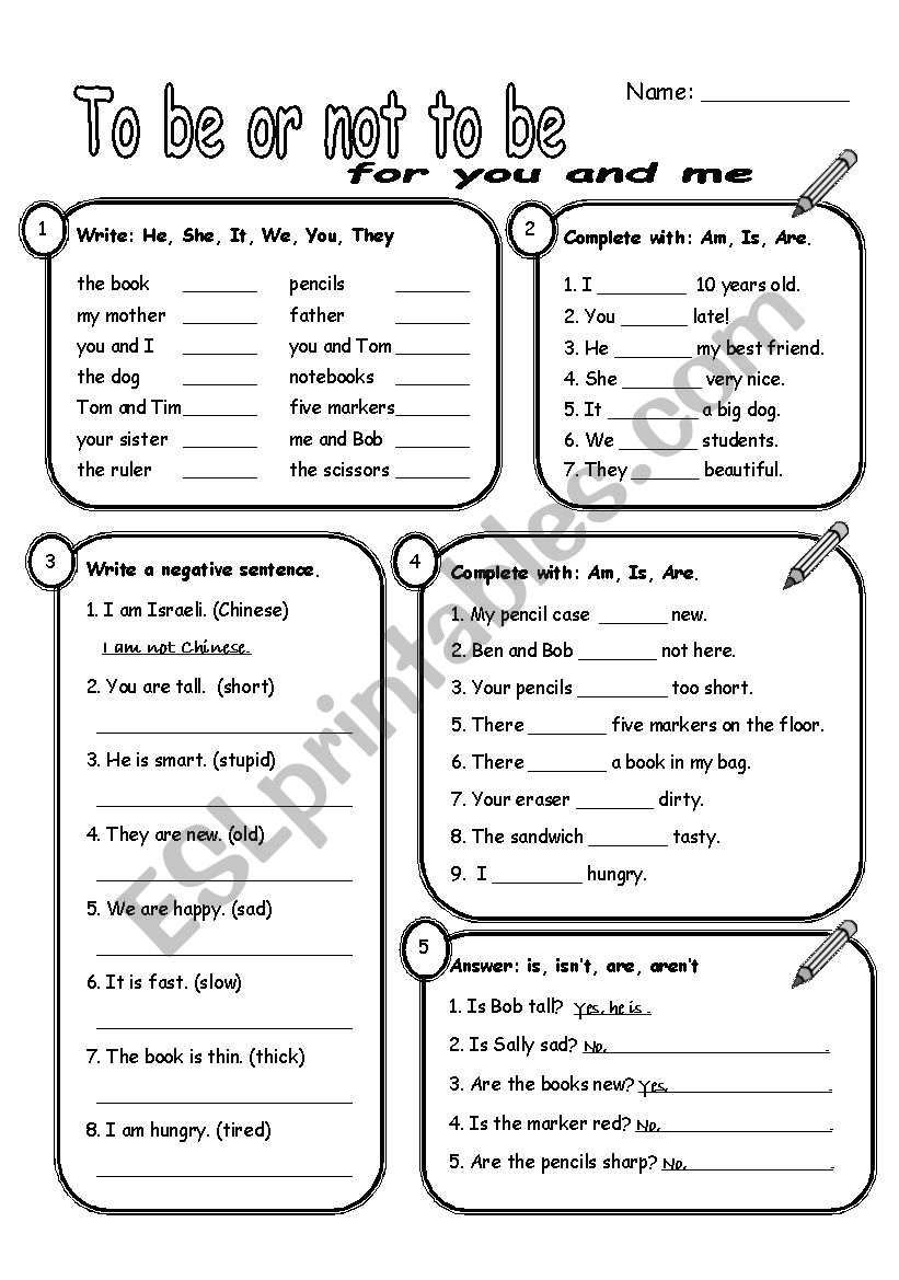 present tense to be and personal pronouns (school items)