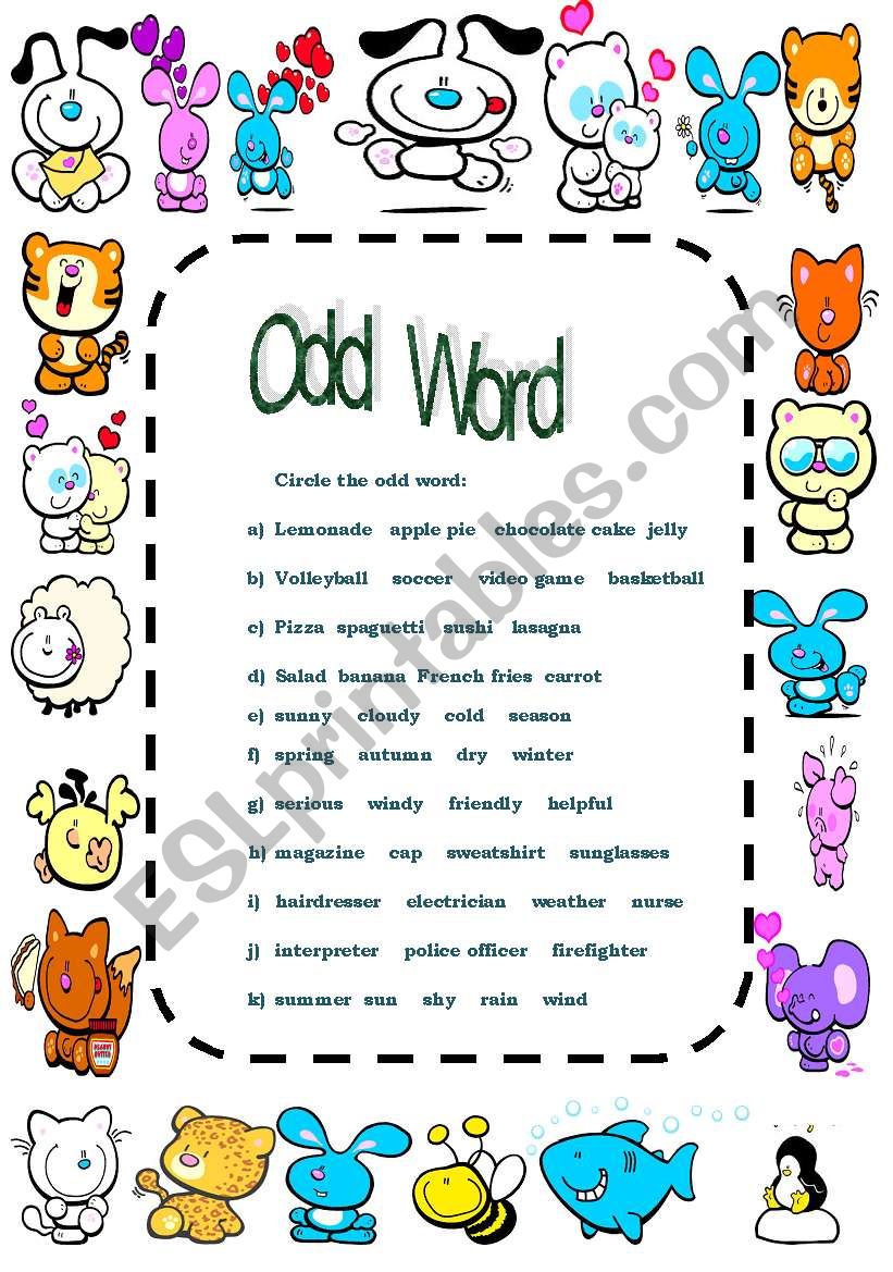 Odd Word worksheet