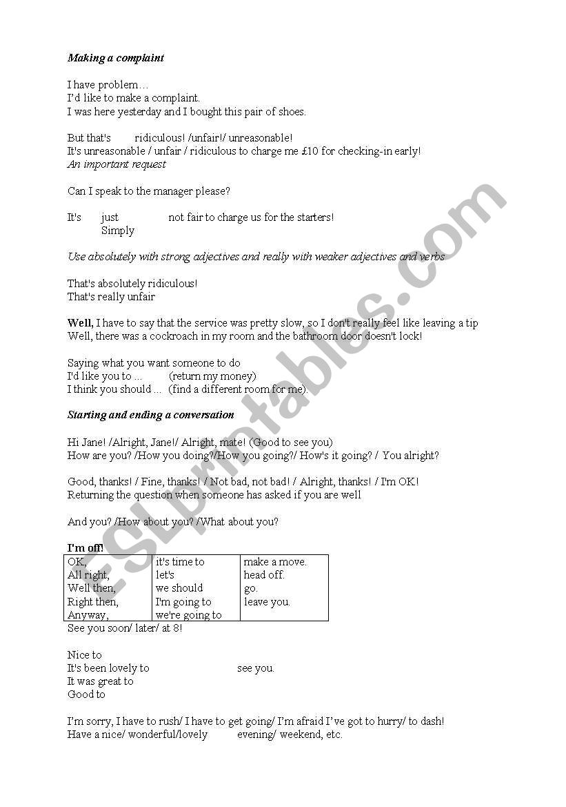 Role-plays  worksheet