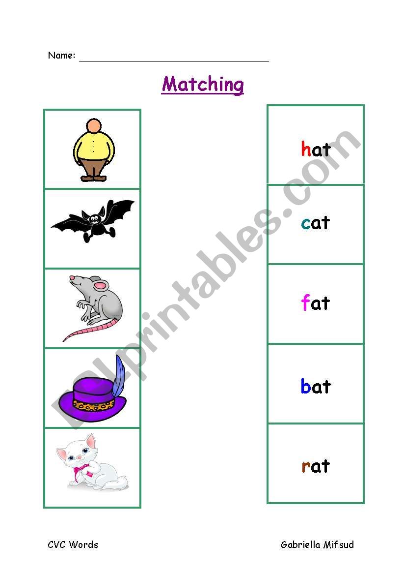 Matching CVC words to pictures