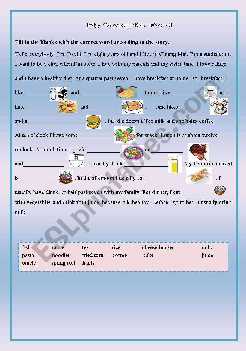  Food and Drink worksheet