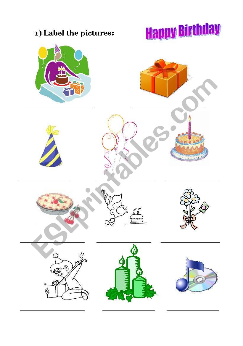 birthday vocab worksheet