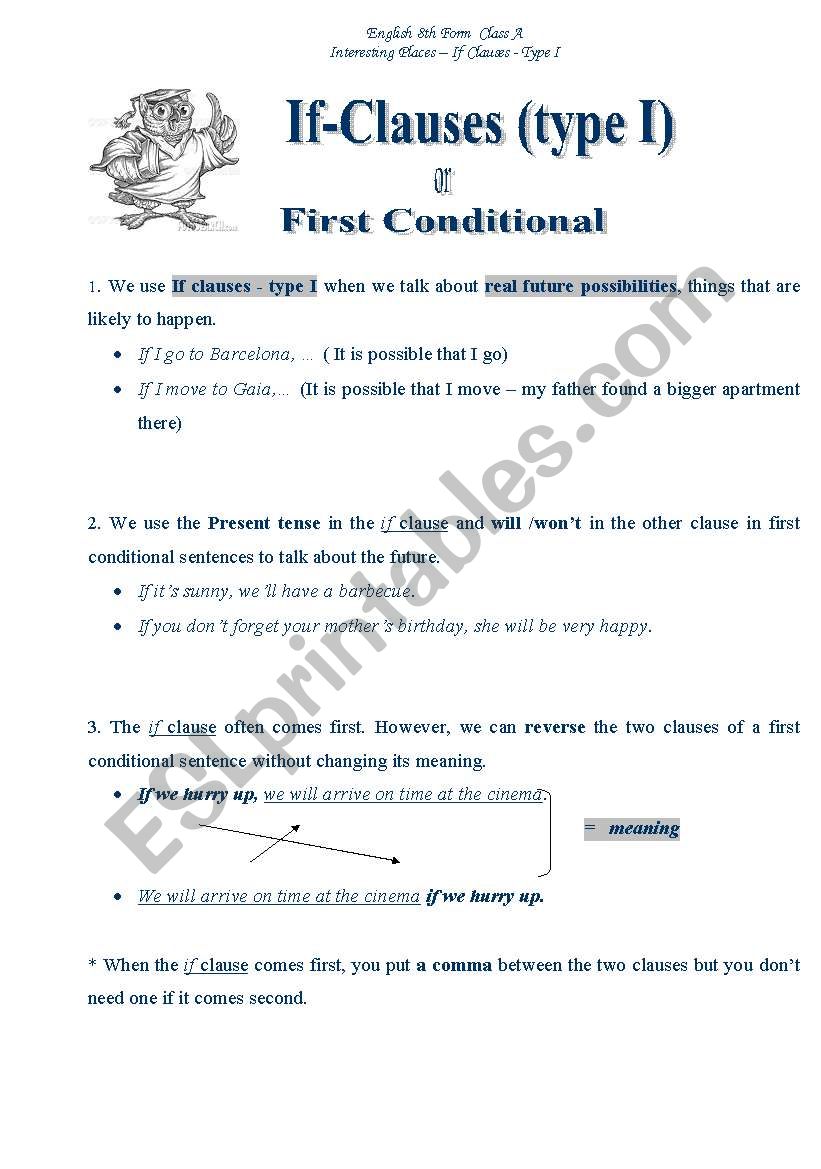 First Conditional Sentences worksheet