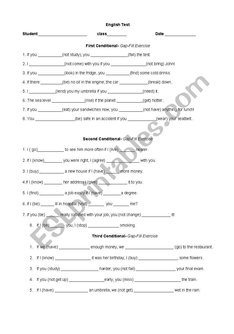 English Test - Intermediate level