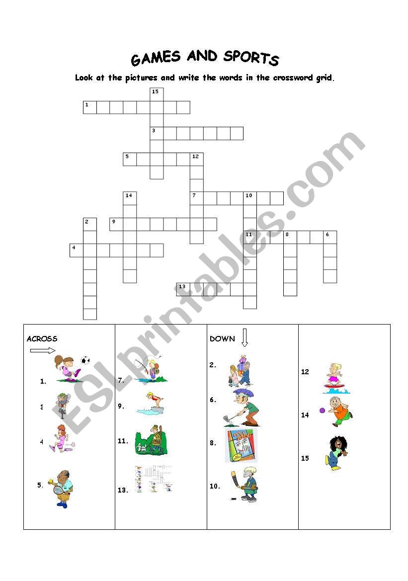 games and sports puzzle worksheet