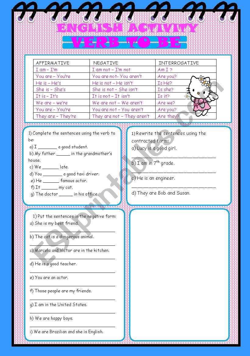 VERB TO BE worksheet