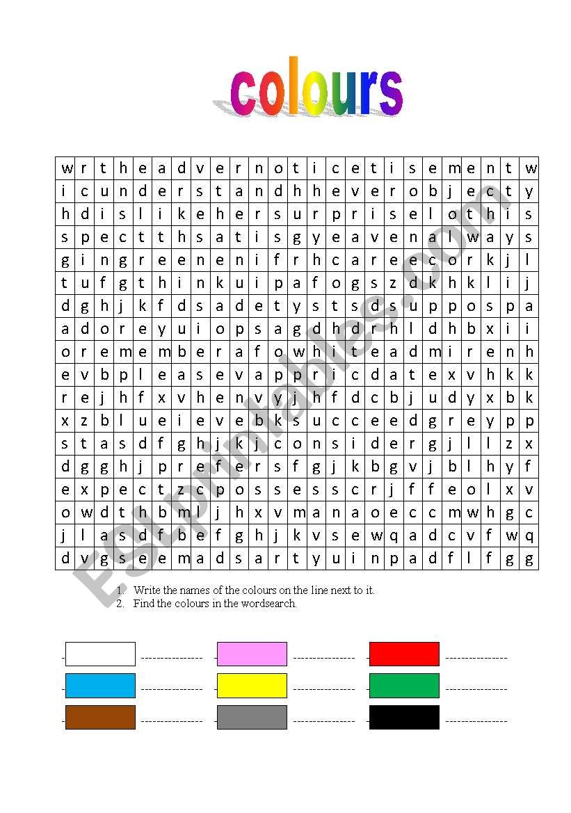 colours worksheet