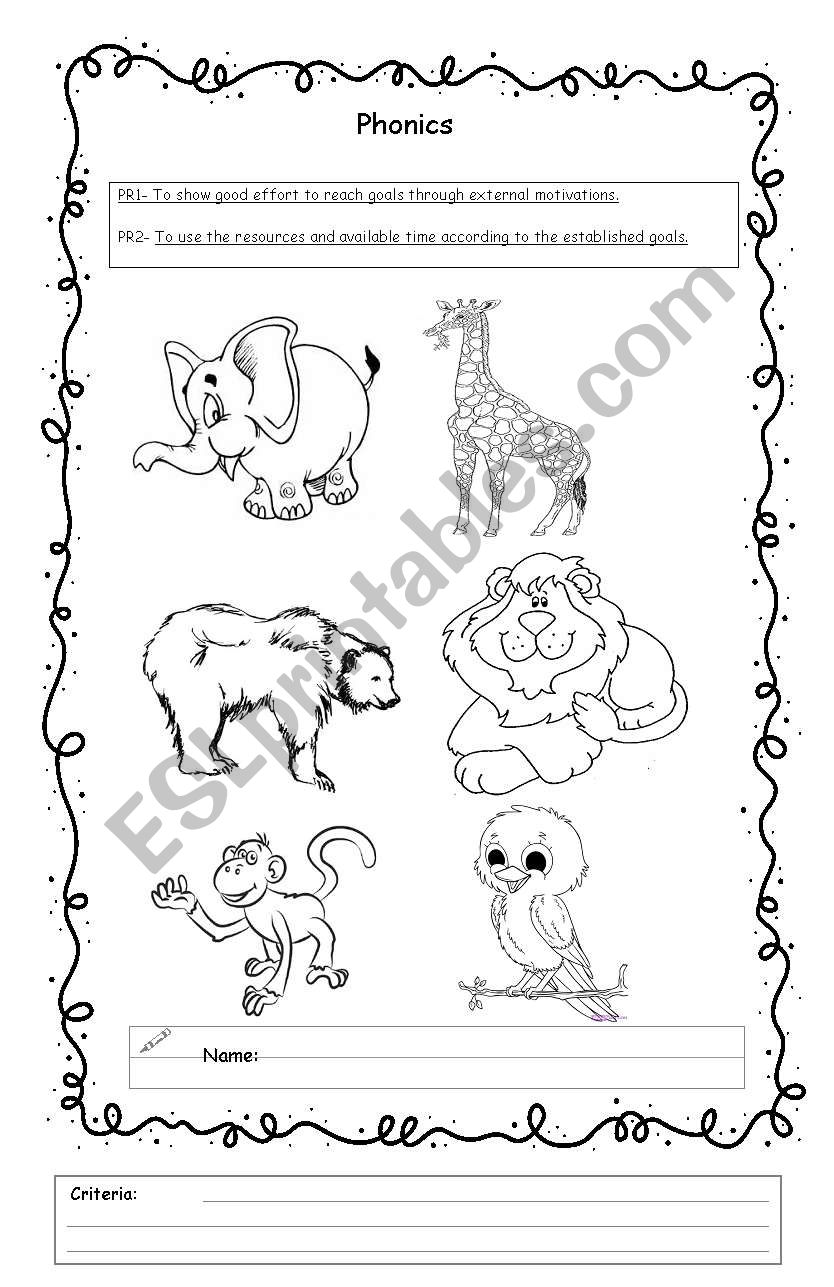 Phonics worksheet