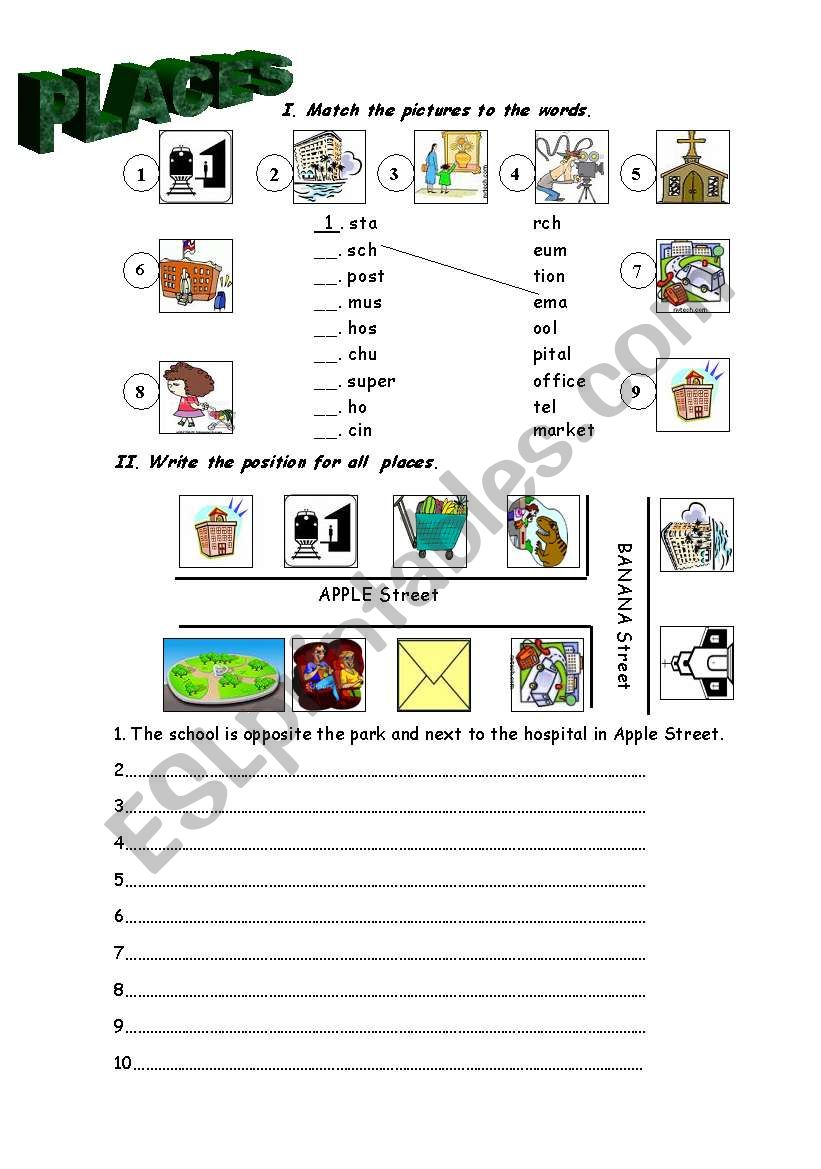 Places worksheet