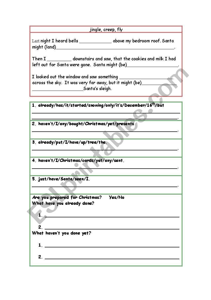 Grammar at Christmas worksheet