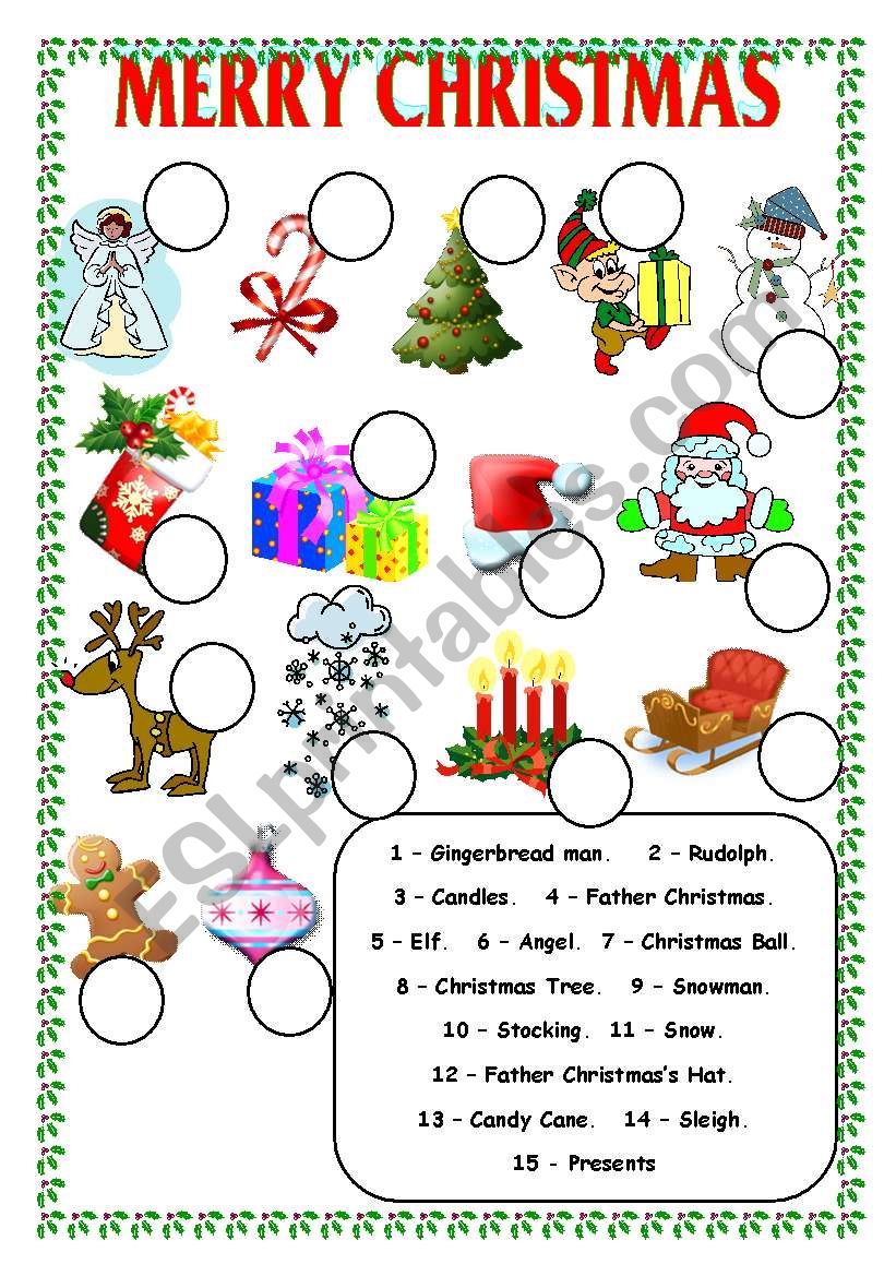Christmas Item Match  worksheet