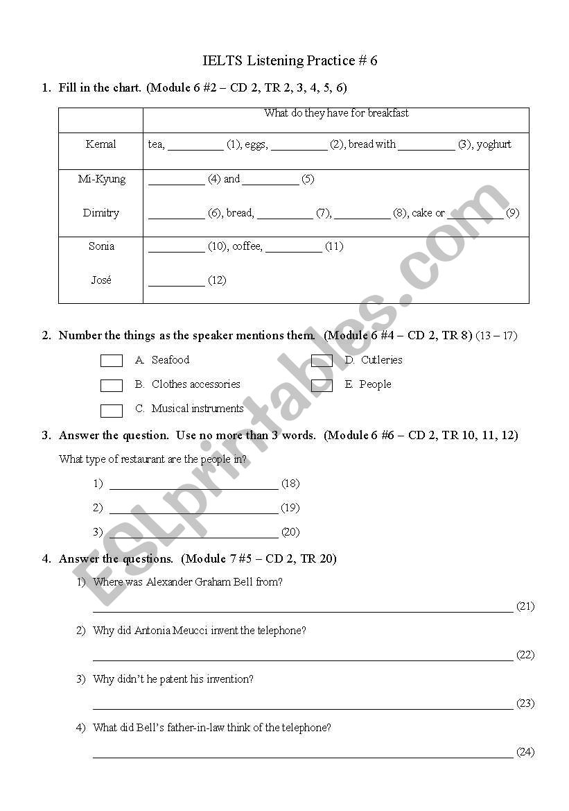 IELTS Listening Practice worksheet