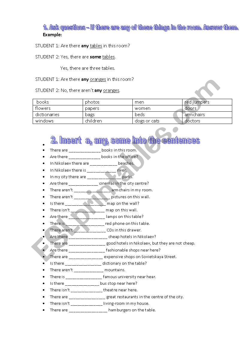 Some - Any worksheet