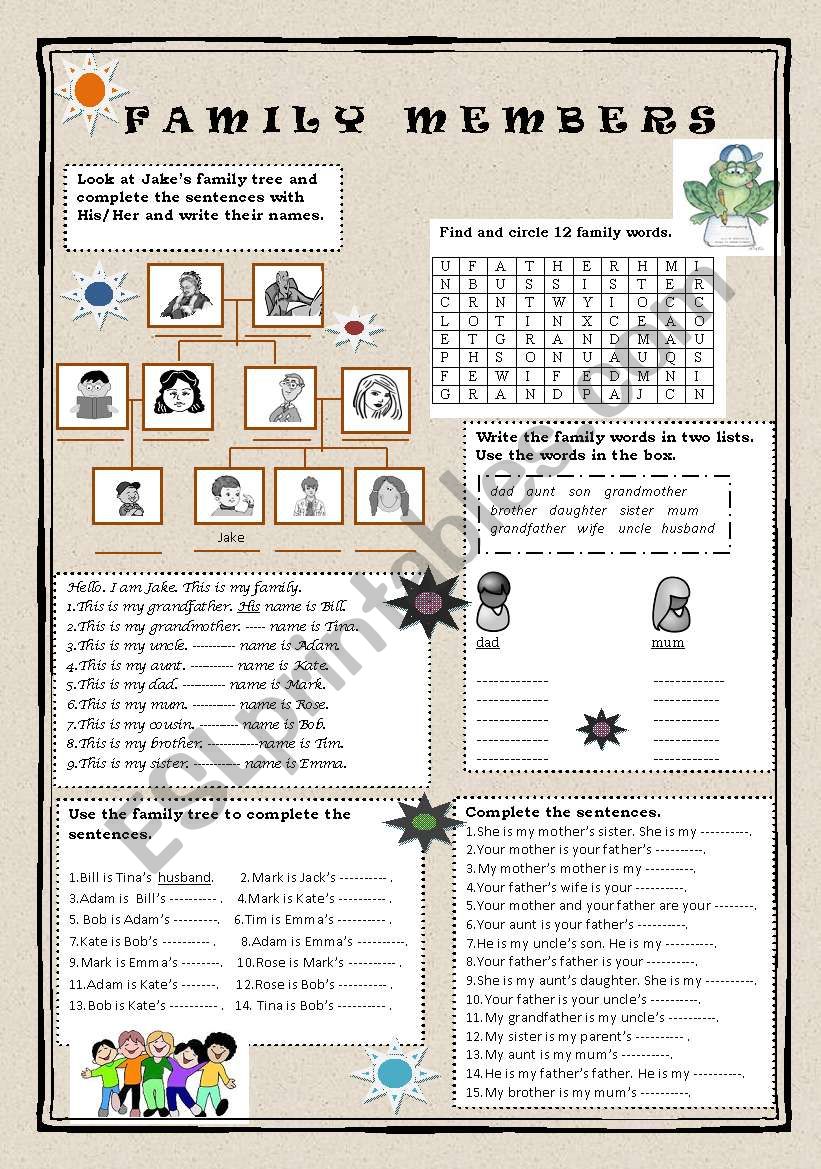 FAMILY MEMBERS worksheet