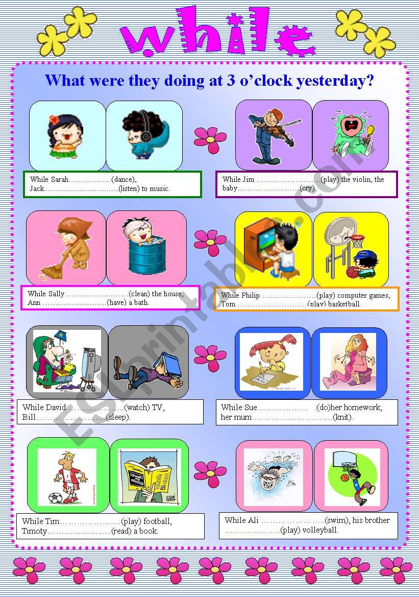 PAST CONTINUOUS TENSE (WHILE) worksheet