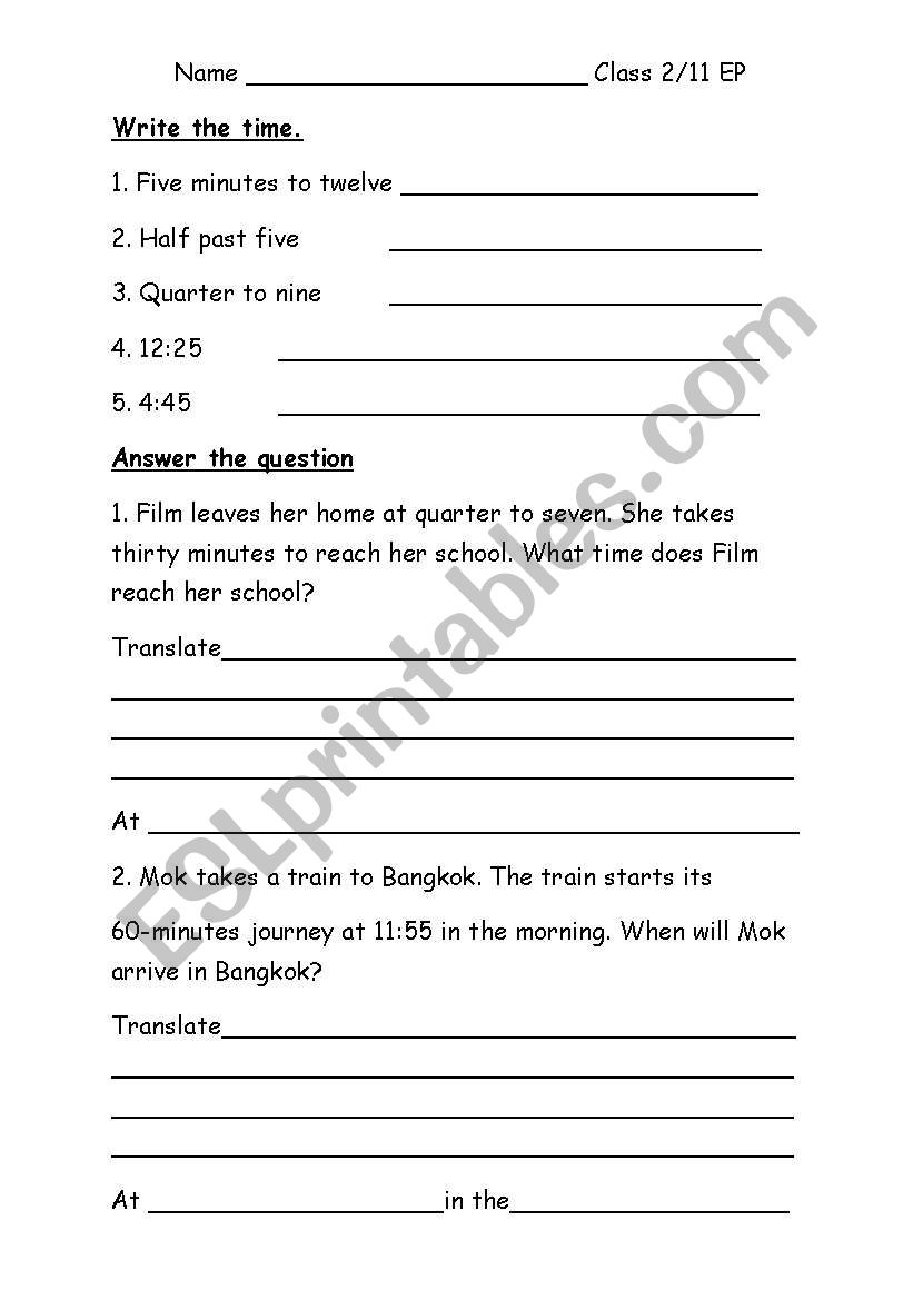 time worksheet