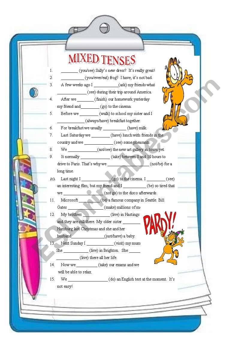 Mixed tenses worksheet