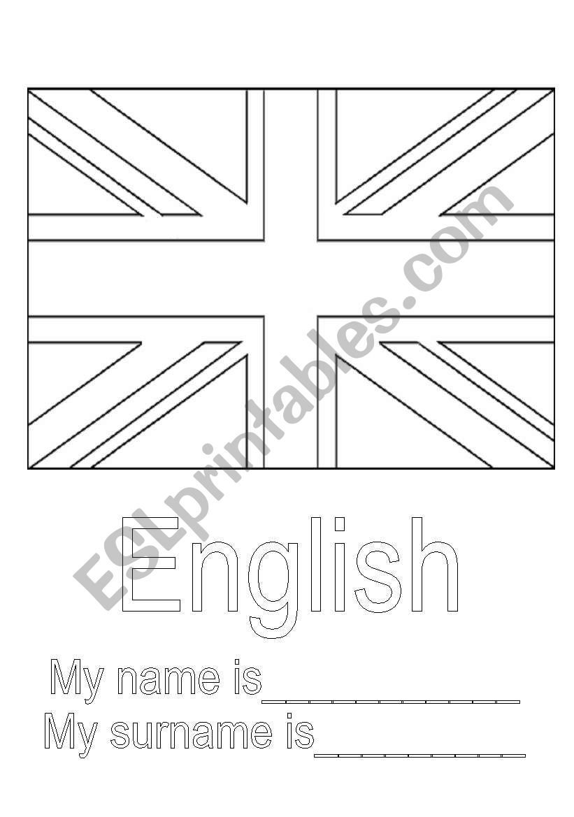 UK Flag and Name worksheet