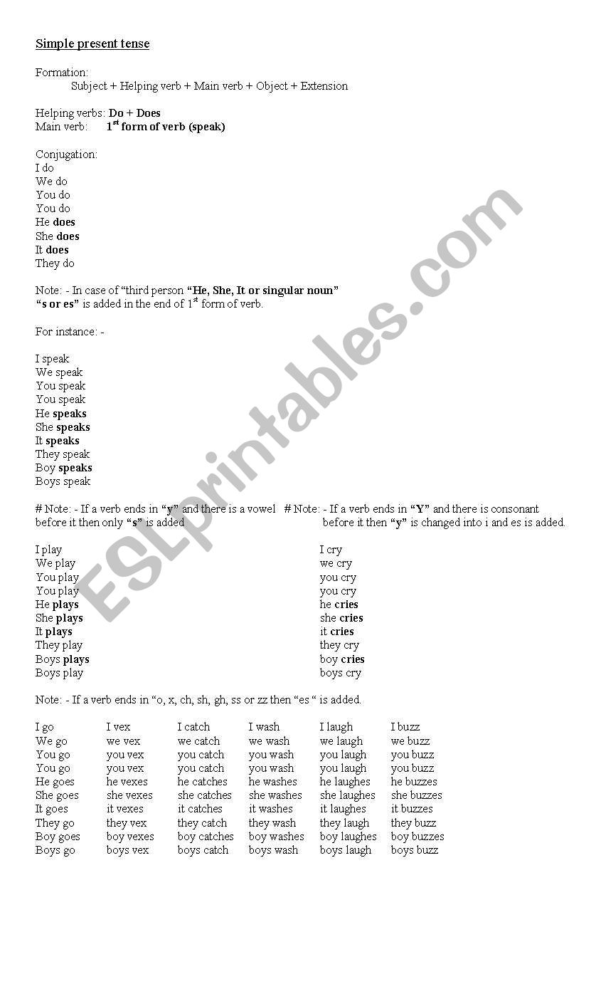 simple present tense worksheet